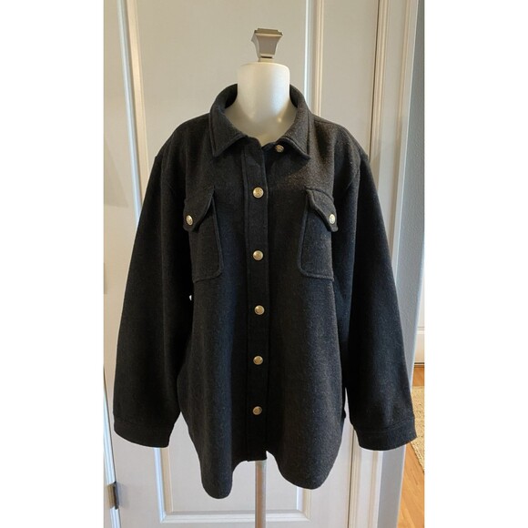 J.Crew Shirt Jacket Womens Size 3X‎ Wool Blend Shacket Heather Charcoal Gray